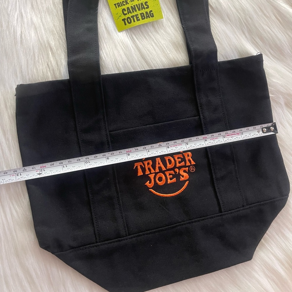 Trader Joe's Mini Halloween Black  Canvas Tote Bag New - Picture 4 of 6